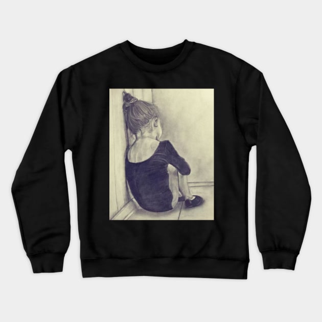 Sad Little Dancer Girl Crewneck Sweatshirt by kazboart